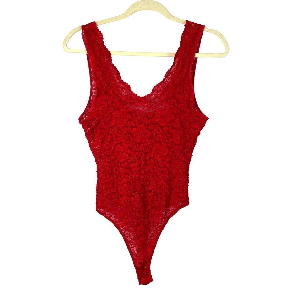 Victoria's Secret Teddy Thong Bodysuit Lace Sheer Lingerie Vintage Size L